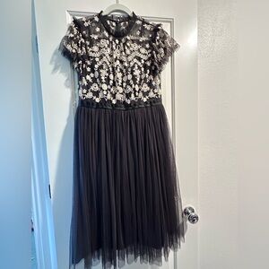 Needle & Thread Black and Cream Floral Dress